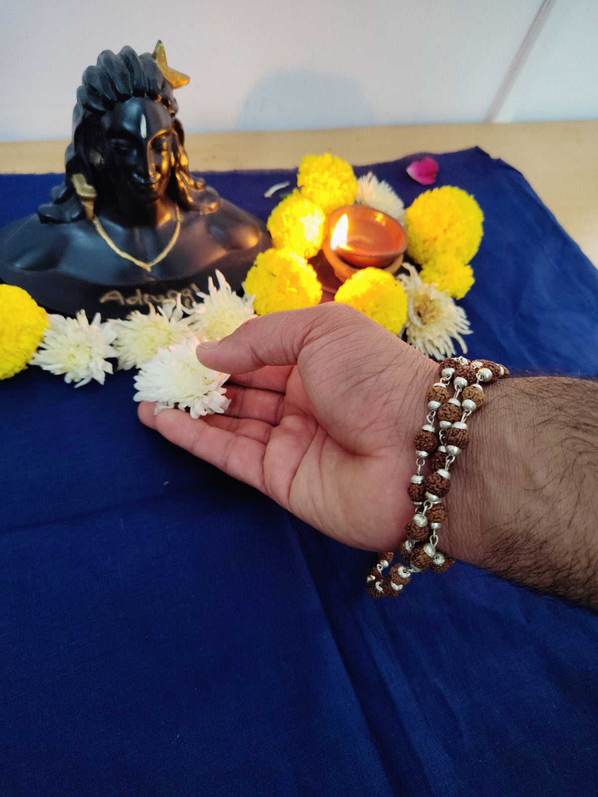 5 Mukhi Silver Finish Mala