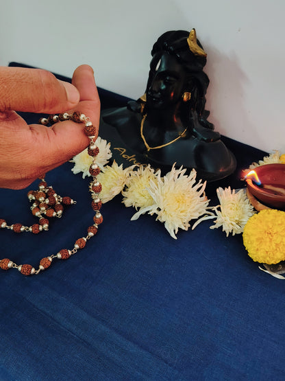 5 Mukhi Silver Finish Mala