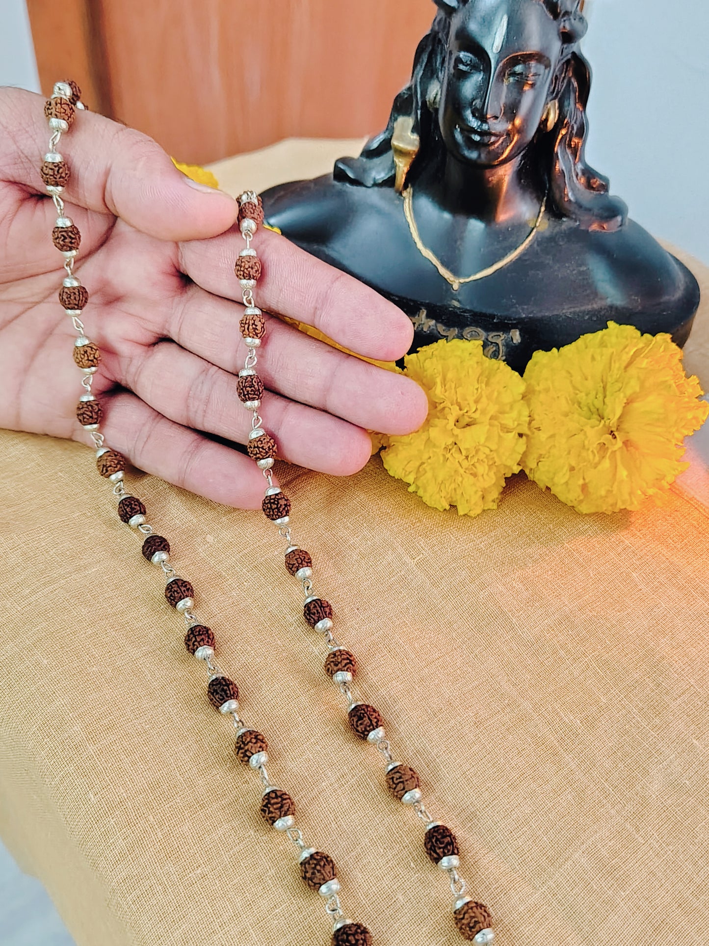 5 Mukhi Silver Finish Mala