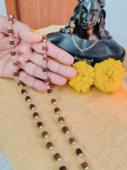 5 Mukhi Silver Finish Mala