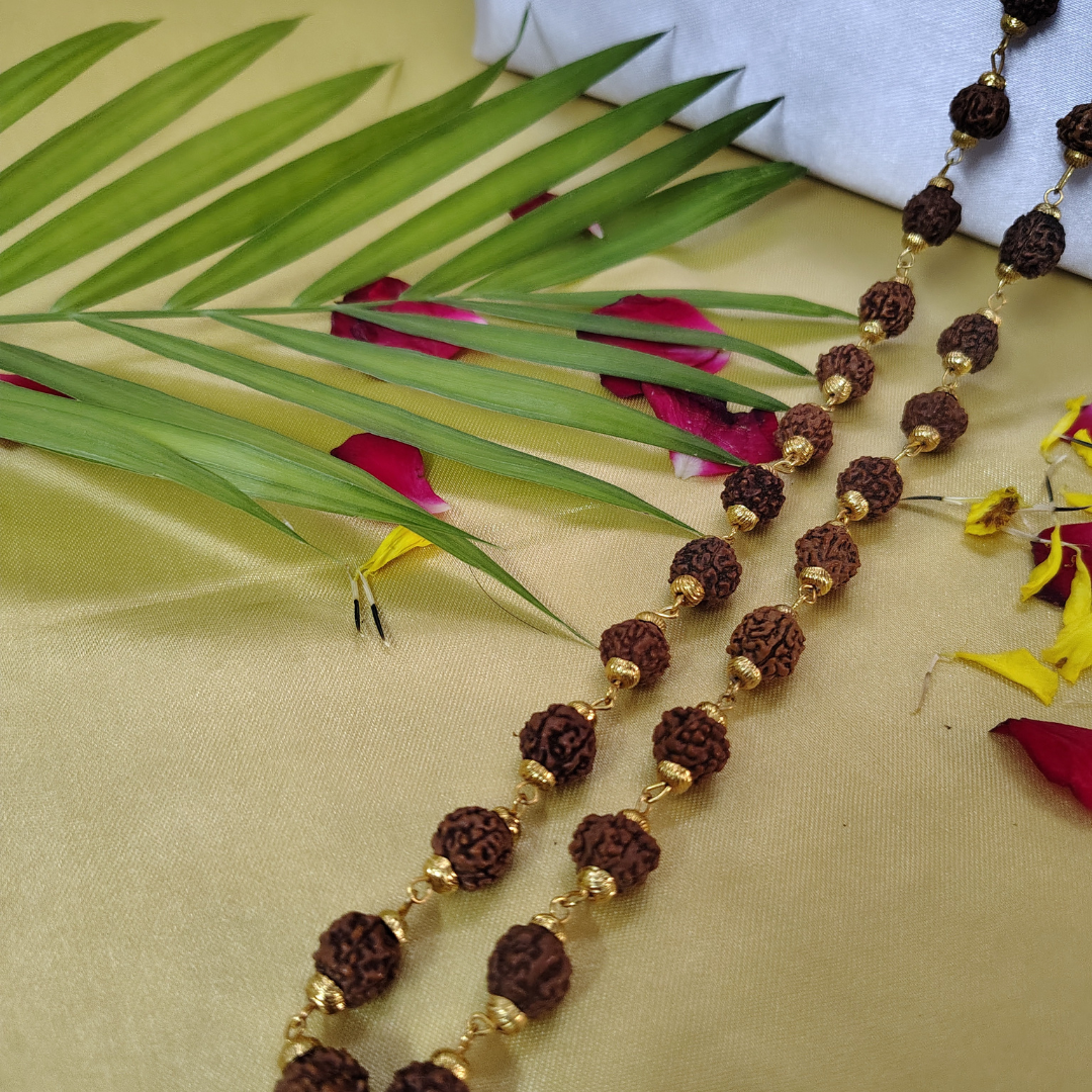 Gold finish mala + silver finish bracelet