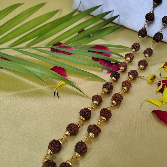 Gold finish mala + silver finish bracelet