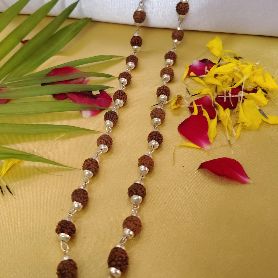 Silver finish mala + gold finish bracelet