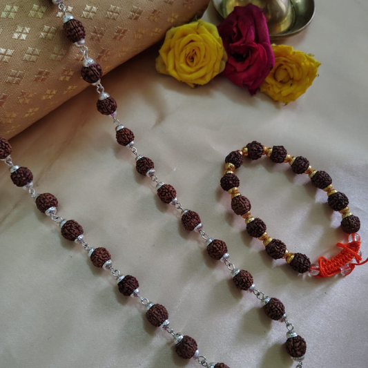 Silver finish mala + classic bracelet