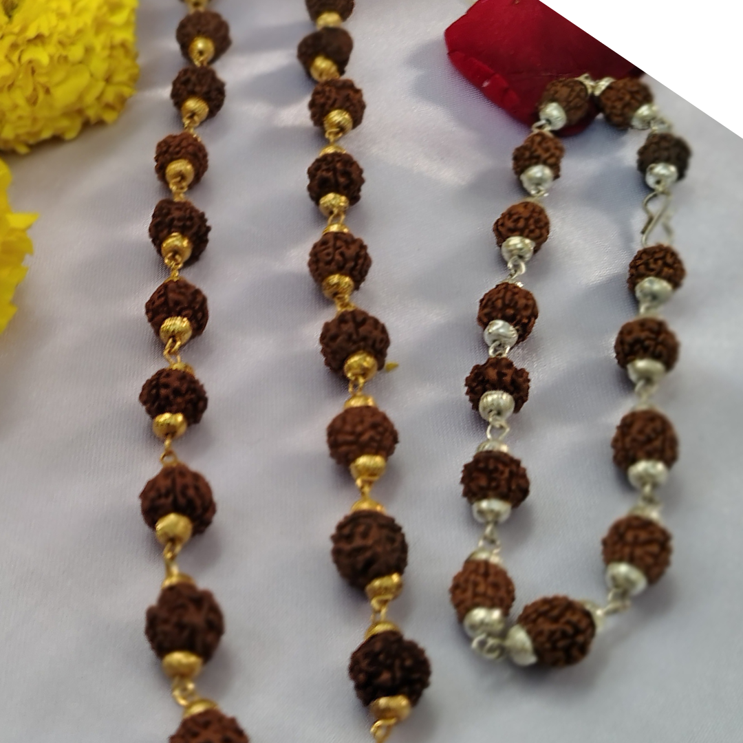 Gold finish mala + silver finish bracelet