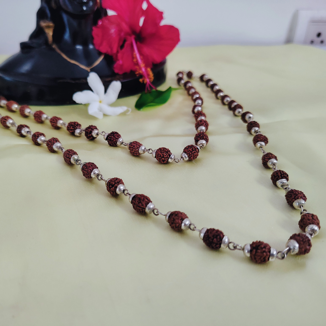5 Mukhi Silver Finish Mala