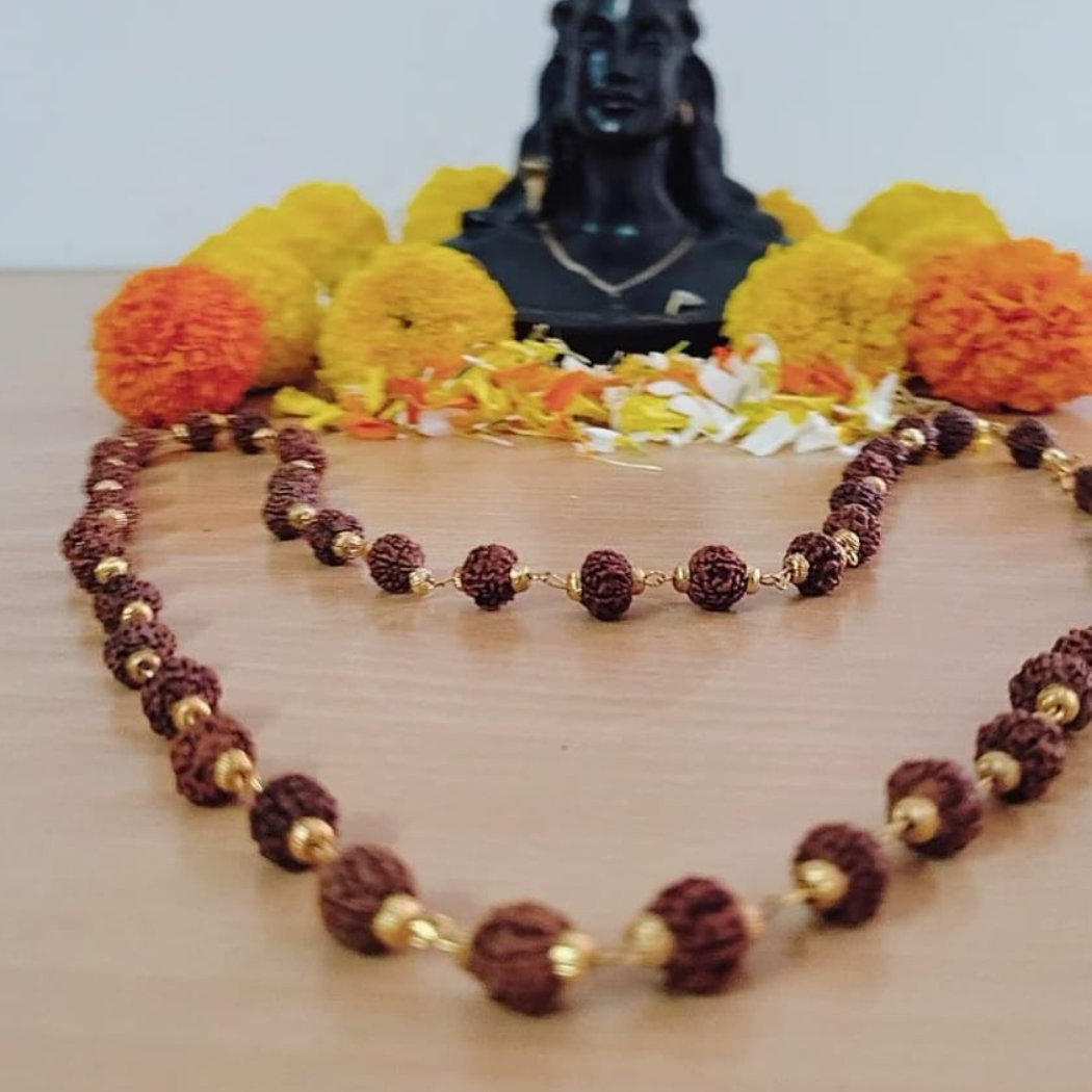 5 Mukhi Gold finish mala