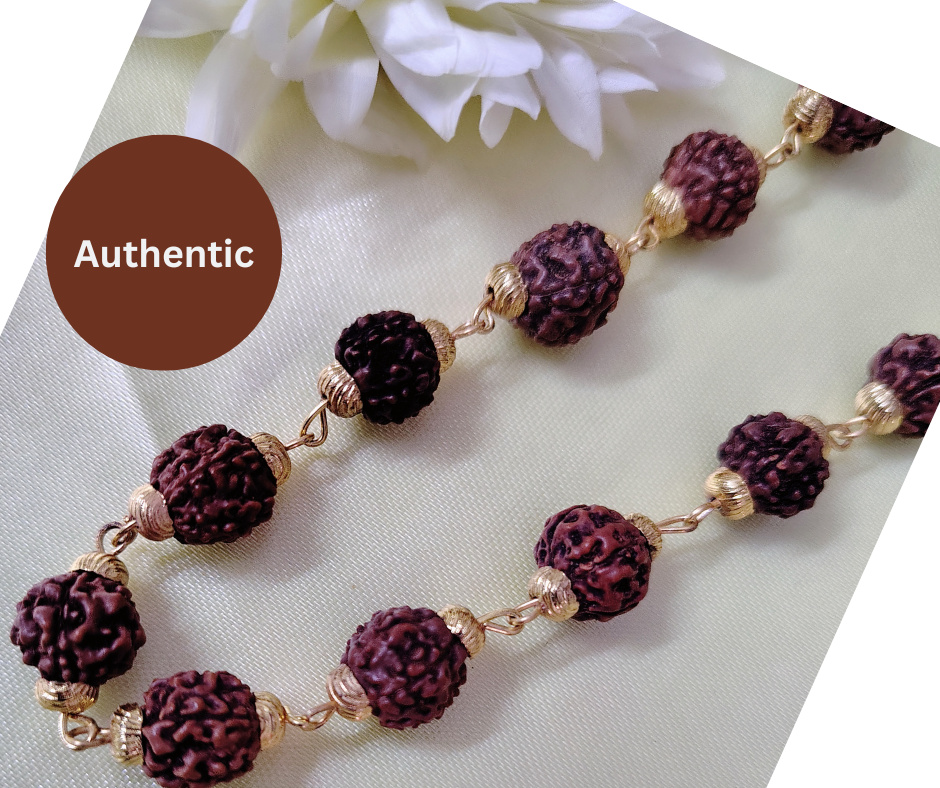 Gold finish rudraksha mala