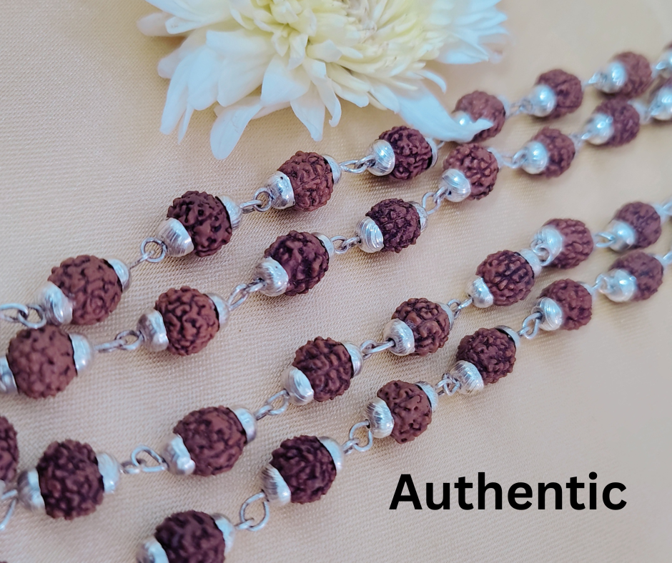 Silver finish rudraksha mala