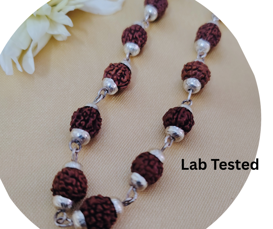 Silver finish rudraksha mala