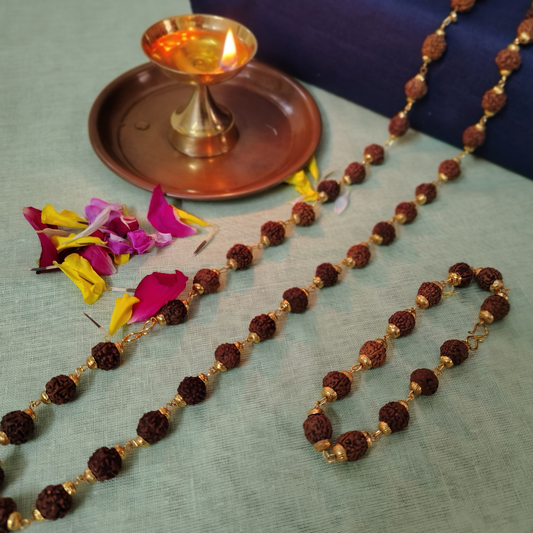 5 Mukhi Gold finish mala + Bracelet