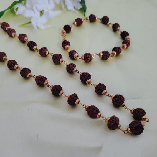 5 Mukhi Gold finish mala + Bracelet