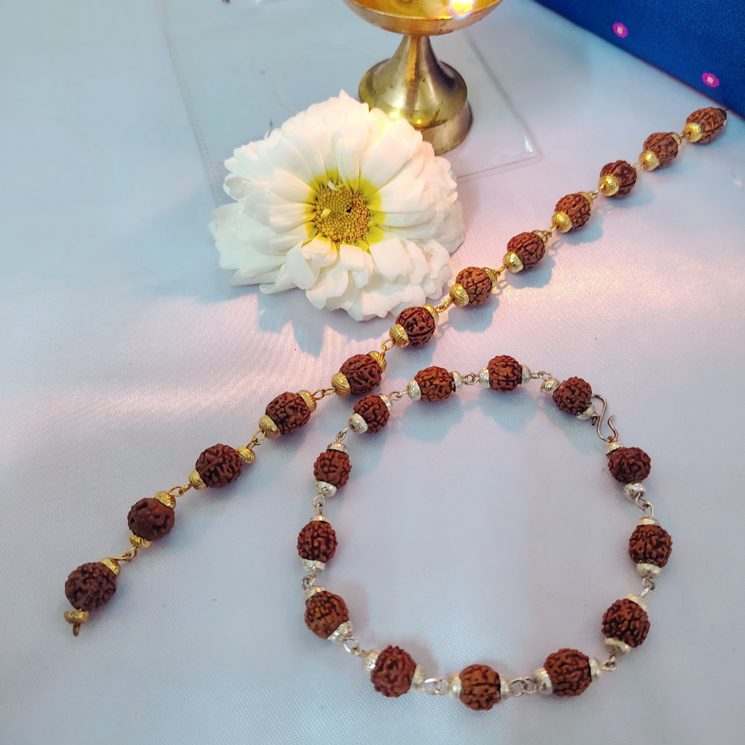 5 Mukhi Bracelet Combo -Gold finish plus Silver finish Bracelet