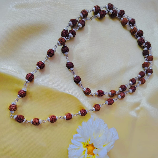 Silver finish rudraksha mala