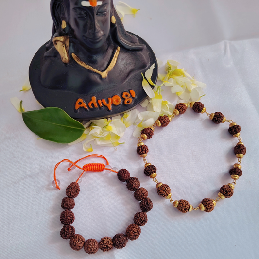 5 Mukhi Gold finish bracelet length 7.5 inches with  5 Mukhi Ethnic bracelet